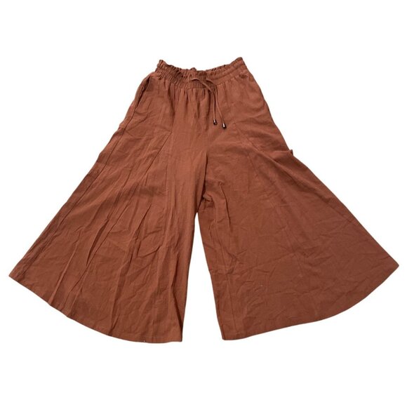 Scarlet Darkness Wide-Leg Palazzo Pants Rust Brown M Lagenlook Relaxed Boho - Picture 1 of 6